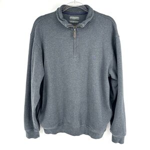 LYLE & SCOTT Men's Charcoal Gray Combed Cotton 1/4 Zip Mock Neck Sweater Large